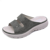 Purpdrank  Genuine Leather Sandals For Women Simple Rivets And Sporty Style Large-Size Slippers Women Light And Comfortable Outside Wear