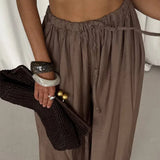 Purpdrank   Autumn New Women's High Waist Drawstring Wide Leg Pants Loose Casual Palazzo Pants Comfy Loungewear Trousers