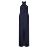 Purpdrank  Simple Cotton Linen Women's Suits Summer Fashion Sleeveless Halter Loose Blouse Wide Leg Pant Two Piece Set Womens Matching Sets