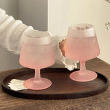Purpdrank  Matte Glass High Footed Glass French Gradient Pink Party Champagne Cocktail Glass Bar Atmosphere Design Wine Glasses Gifts