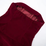 Purpdrank  Side Ribbon Velvet Strapless Bodycon Mini Dress Women Elegant Sexy Sleeveless Backless Ruched Hipster Party Clubwear Vestidos