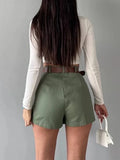 Purpdrank  High Stree Shorts Women High Waisted Solid Pleated A-Line Skirt Fashion Casual Streetwear Shorts Skirts Summer 2026 New