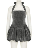 Purpdrank  Fashion New Glitter Halter Dress Sexy Sleeveless Backless Slim Fit & Flare Mini Party Night Out Dress for Women Clubwear