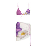 Purpdrank  3 Piece Bikini Set With Mini Skirt Women Swimsuit 2025 Swimwear Sexy Bikini Push Up Beachwer Bathing Suit Print Biquini Female