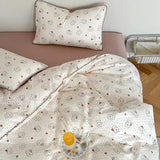 Purpdrank  Cotton four-piece set of aerobic double yarn cotton skin-friendly quilt cover small floral bed linen bed cover set
