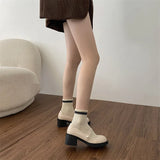 Purpdrank  Thick Heel Red Women Mary Jane Shoes Fashion Round Toe Shoes 2025 Spring Ladies Casaul College Style Pumps