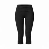 Purpdrank  Solid Color Slim Fit Cropped Leggings  Womens Split Hem Capri Pants Low Rise Trousers