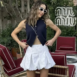 Purpdrank  Spring New Women's Fashion and Elegance Slim Fit Versatile Jacquard Lantern Mini Skirt