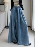 Purpdrank  Vintage High Waist Women's Denim Pants 2025 New Spring Summer Lace-up Casual Loose Lantern Wide Leg Jeans Pants Female