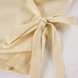 Purpdrank  Autumn Streetwear All Match V Neck Long Sleeve Solid Y2k Knitted Bandage Cardigan