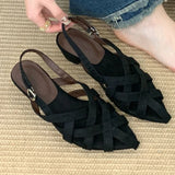 Purpdrank  Comfortable Woven Hollow Wedge Sandals Women Elegant Pointed Toe Narrow Band Brand Designer Shoes Fashion Sandalias De Mujer