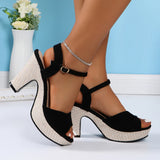 Purpdrank  Ankle Strap High Heel Sandals for Women Summer 2025 Peep Toe Gladiator Shoes Woman Comfort Block Heel Platform Sandalias Mujer