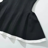 Purpdrank  Romantic Contrast Roll up Slash Shoulder Low Waist Spliced Ruched Pleated Swing Mini Dress Women Sexy Summer Dresses Robe