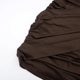 Purpdrank  Long Sleeve Ruched Mini Dress Women Fashion Brown O Neck Long Sleeve Slim Bodycon Dress for Daily Office Dating Outfits