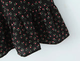 Purpdrank  Sexy Black Floral Chiffon Sling Dress Women Front Open Buttons V neck Ruffles Hem Short Dresses Femme Mini Vestidos Robe