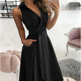 Purpdrank  Sexy Deep V Neck Sleeveless Backless Woman Dress Summer Casual Office Elegant  Lady Dresses For Women Robe Femme