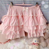 Purpdrank  Japanese Sweet JK Plush Shorts Kawaii Ruffles Lantern Shorts Yellow Black Pink White Pumpkin Pants Lolita Harajuku Y2k Bottoms