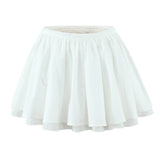 Purpdrank  Ballet Girl White Cotton Spliced Lace Lining Mini Skirt Women Ball Gown Umbrella Skater Skirts with Shorts underwear Summer