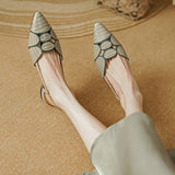 Purpdrank  New Sexy Pointed Toe Women Sandals Spring Summer Slingback Pumps Low Heels Genuine Leather Fashion Office Party Shoes Woman
