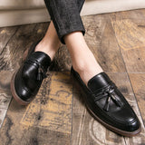 Purpdrank  Pointed casual moccasins for men fringed slip-on men's shoes Beef soles bean boat shoes Fashion hair stylist fashion shoes2026