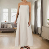 Purpdrank  Women Elegant Dress Strapless Solid Color Long Dresses Sleeveless Sexy Large Size Maxi Dresses Holiday Beach Dresses Vestidos