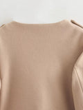 Purpdrank  Luxury Spring Autumn Bomber Jackets New Single-Button O-Neck Pocket Soft Short Tops Long-Sleeve Jacket for Women Harajuku Coats