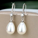 Elegant and Fashionable Women's Water Drop Imitation Pearl Earrings Red and White Round Oval Wedding Jewelry Birthday Gifts