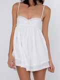 Purpdrank  Sexy Plaid Spliced Embroidery Lace Bra Corset style Mini Dress Women Bow Lacing up Backless Party Skater Sling Robe Holiday