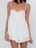 Purpdrank  Sexy Plaid Spliced Embroidery Lace Bra Corset style Mini Dress Women Bow Lacing up Backless Party Skater Sling Robe Holiday