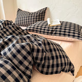 Purpdrank  New Style Yarn-dyed Washed Pure Cotton Checkered Quilt Cover Spring Skin-friendly and Breathable Duvet Cover 220x240