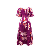 Purpdrank  Summer Europe Romantic Women's Dress Square Collar Belt Pocket Ruffled A-line Beach Vestidos Femme