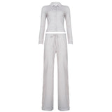 Purpdrank  Women's Striped Lounge Set Casual Lapel Collar Long Sleeve Button Front Cardigan Top and Drawstring Long Pants 2 Piece Set