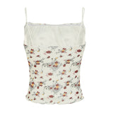 Purpdrank  Prairie Chic Summer Women Floral Camisole Y2K Aesthetic Lace-up Sleeveless Crop Top Cute Streetwear Vintage Tank Top