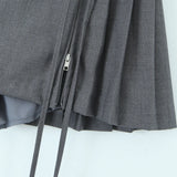 Purpdrank  Summer Y2K Style Cool Girl Asymmetrical Pleated Mini Skirts With Shorts Underwear Lining Front Bow Double Zipper Skirts