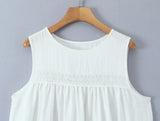 Purpdrank  Holiday White Spliced Hollow Out Lace Sleeveless Dress Women O neck Loose Straight Short Dresses Femme Vestidos Summer Robe