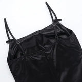 Purpdrank  Sexy Bal Silk Dr with  Knot Strap for Women High Waist ort Skirt European Sle No Sve One oulder Zipper