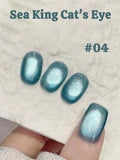 Purpdrank  6-Color 12ML Sea Blue Cat Eye Gel Nail Polish Adhesive Autumn Blue Glass Bead Cat Eye Nails Nail Art Nail Supplie