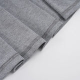 Purpdrank  Korean Preppy Style Grey Dress Women's Patchwork Lapel Collar Button Long Sleeve Slim Fake Two-Piece Pleated Mini Dress