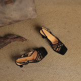 Purpdrank  new Summer Women Sandals Sheep Suede Leather Women Shoes Open Toe Ankle Strap Shoes Square Toe Thin Heel Sandals