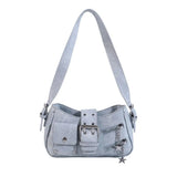 Purpdrank  Retro Rivet Underarm Bag Star PU Girl Shoulder Bag Zipper Large Capacity Crossbody Bag