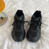 Purpdrank  Black Dad Shoes Unisex Sporty Casual Style Synthetic Wax Leather Cross Buckle Closure Anti-Slip Rubber Sole for Spring Season