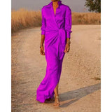 Purpdrank  Folds Graduation Gala Evening Dress Celebrity Guest Dress Autumn Elegant Women Loose Party Dress Sexy Chic Fashion Long Sleeve