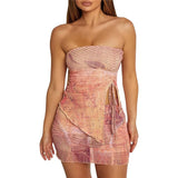 Purpdrank  Summer Outfits Set Women Sexy Clothes Strapless Slit Asymmetrical Hem Tube Top and Skirt y2k Clothing Party Clubwear
