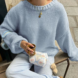 Purpdrank  Women Casual Oversized Knit Sweaters Fall Winter Long Sleeve Round Neck Solid Color Pullovers Loose Fit Jumper Knitwear Tops