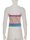 Purpdrank  Holiday Vintage Floral Tube Tops Sexy Slim Slash Neck Sleeveless Tank Tops Women 2025 Summer Fashion Streetwear Ladies