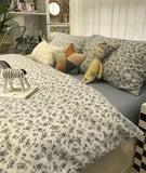 Purpdrank  European american rustic beding set,single double gray cotton twin full queen home textile flat sheet pillow case duvet cover