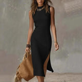 Purpdrank  Spring and Summer Solid Color Long Dress