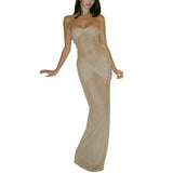 Purpdrank  Evening Party Dresses for Women Rhinestone Off Shoulder Strapless Twist Front Bodycon Dress with Choker Club Dresses