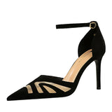 Purpdrank  Europe America Designer Women Pumps High Heels Stiletto Summer Simple Sandals Suede Ladies Shoes Hollow Grace 313-6