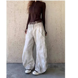 Purpdrank  Retro American Washed out Dirty Fit Jeans Casual Loose Women's Pants Knife Edge Deconstructed Design Long Trousers